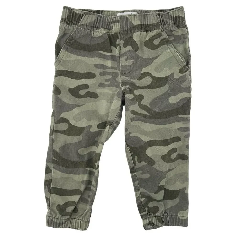Kids Headquarters Boys Camo Jogger Pants 18M Green Camouflage Cotton Pull On - Picture 2 of 10